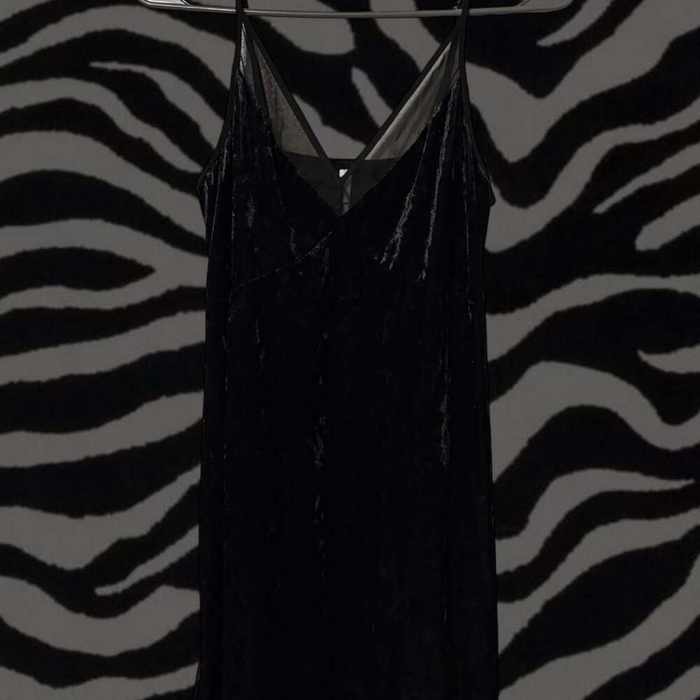 Xhilaration Black Velvet Midi Dress with Mesh Details, Small — Goth Party Style